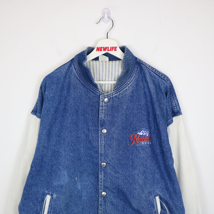 Vintage 90's Rainier Beer Denim Varsity Jacket - XL-NEWLIFE Clothing