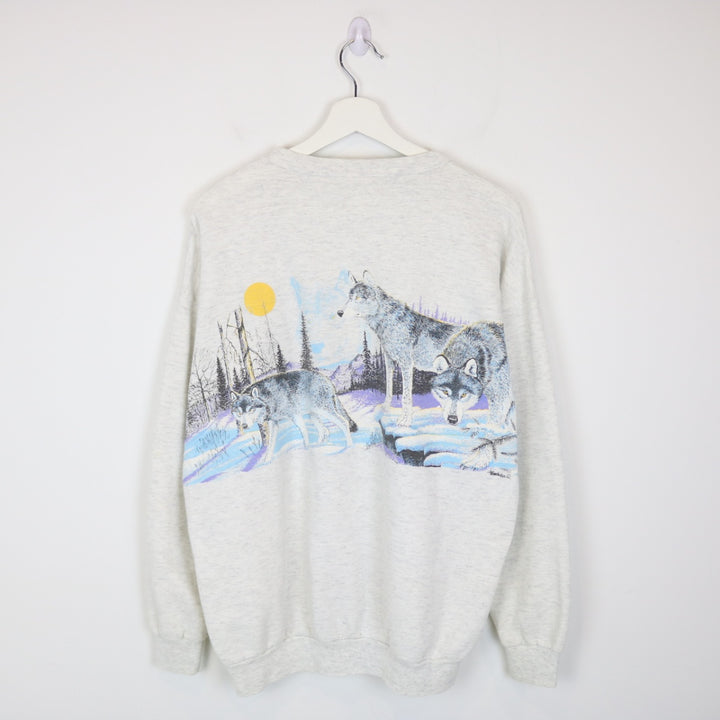 Vintage 80's Castlegar BC Wolf Nature Crewneck - M/L-NEWLIFE Clothing