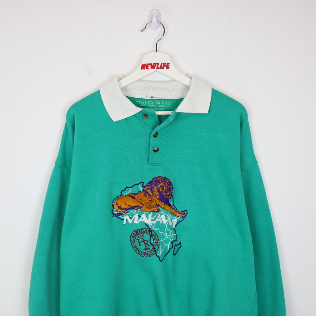 Vintage 00's Harry Rosen African Nature Collared Crewneck - L-NEWLIFE Clothing