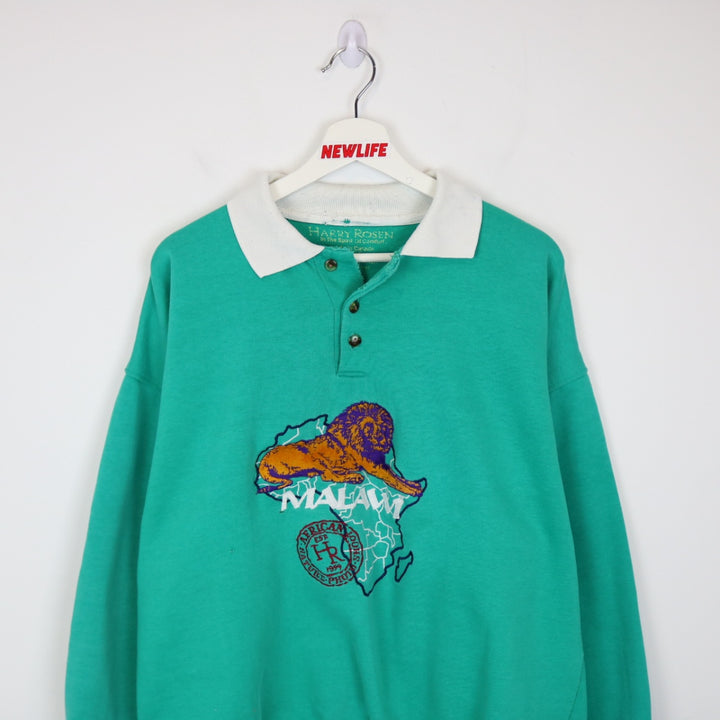 Vintage 00's Harry Rosen African Nature Collared Crewneck - L-NEWLIFE Clothing