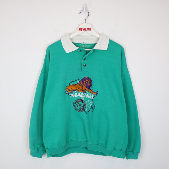 Vintage 00's Harry Rosen African Nature Collared Crewneck - L-NEWLIFE Clothing