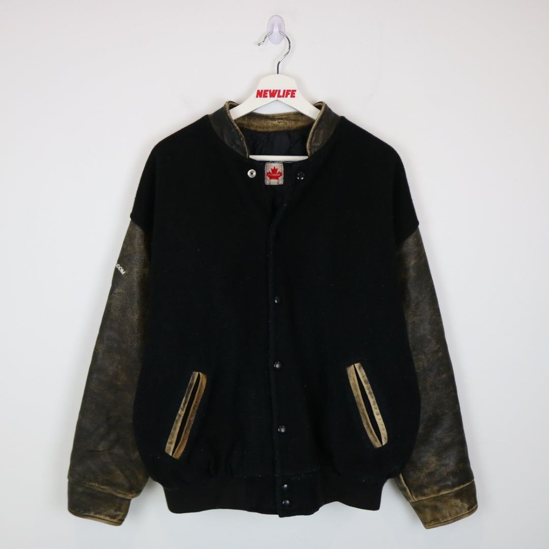 Vintage 90's Canada Leather Varsity Jacket - L-NEWLIFE Clothing