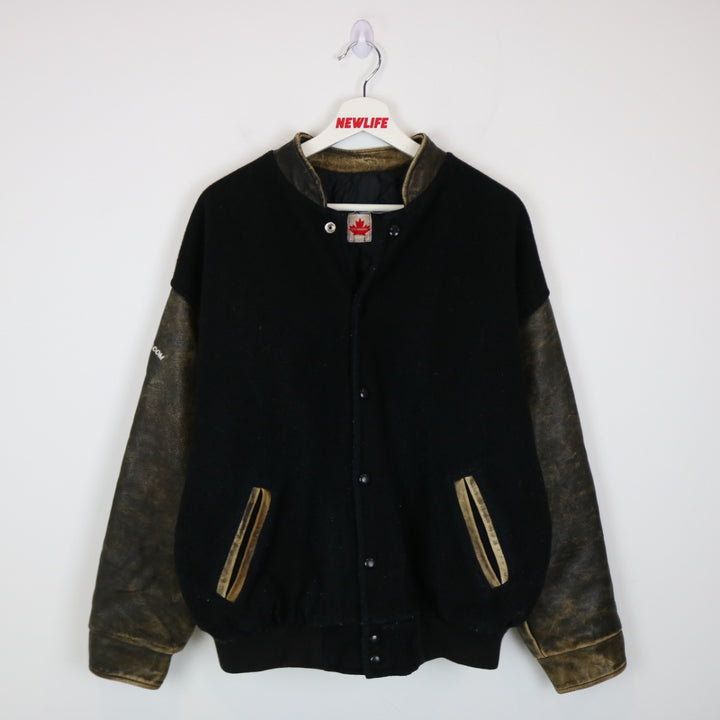 Vintage 90's Canada Leather Varsity Jacket - L-NEWLIFE Clothing