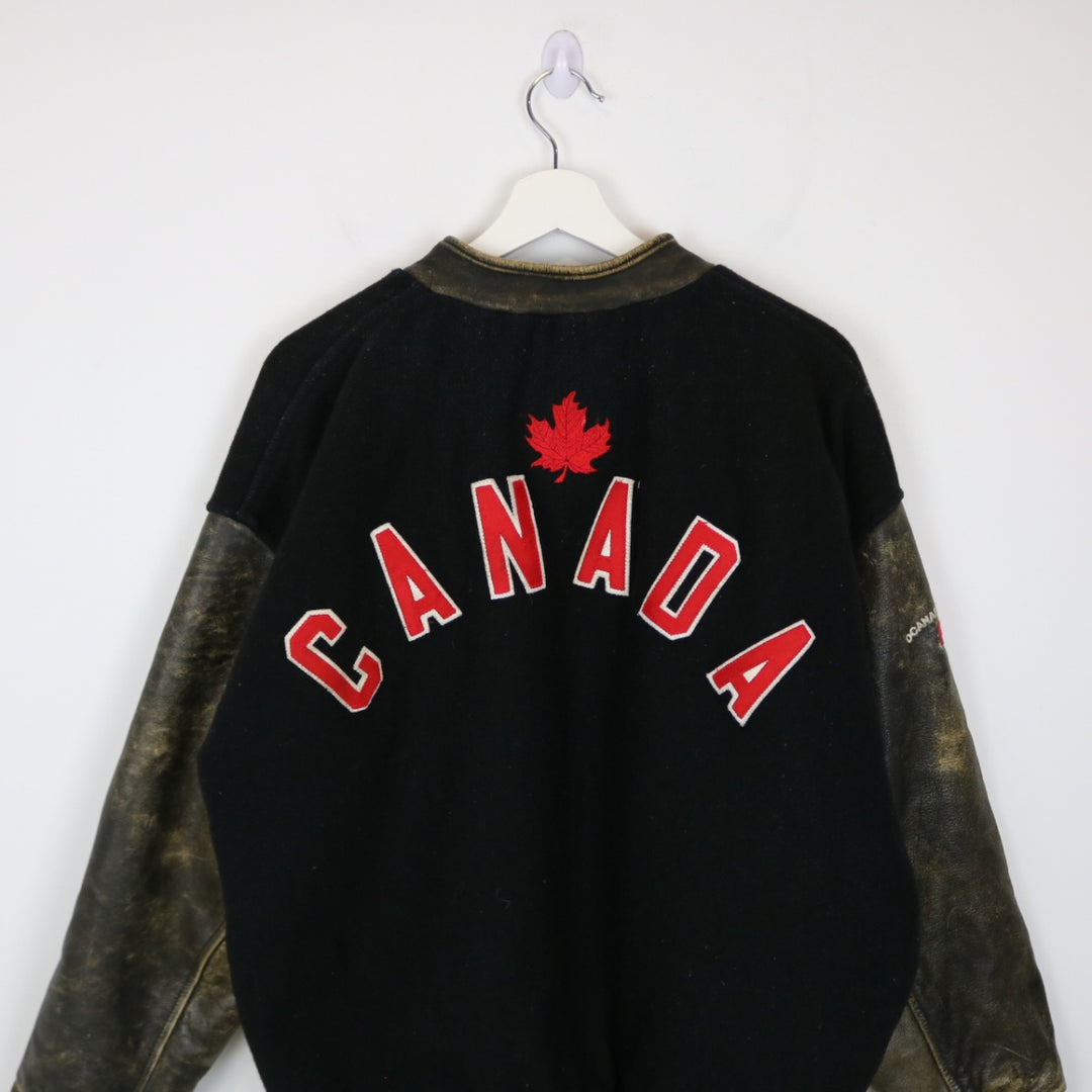 Vintage 90's Canada Leather Varsity Jacket - L-NEWLIFE Clothing