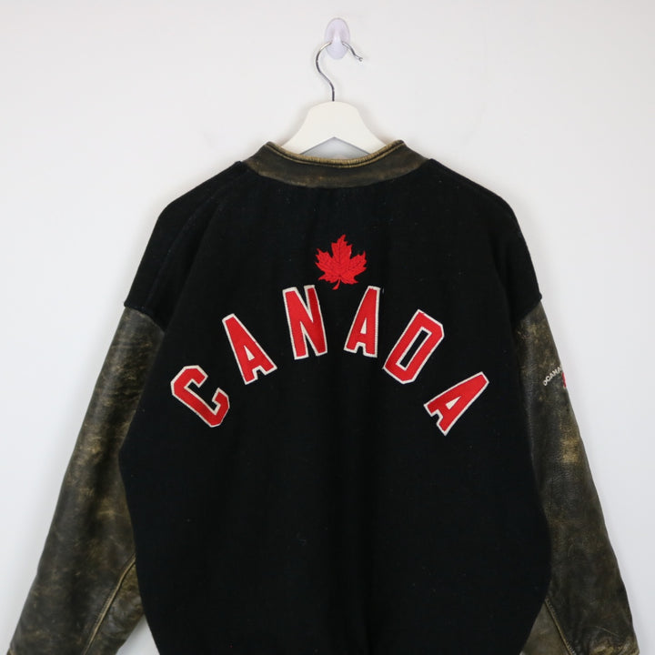 Vintage 90's Canada Leather Varsity Jacket - L-NEWLIFE Clothing
