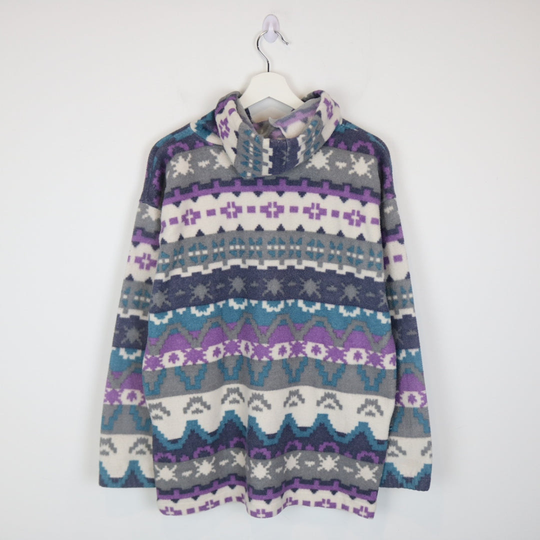 Vintage 90's Cypress Patterned Fleece Quarter Zip Hoodie - M-NEWLIFE Clothing