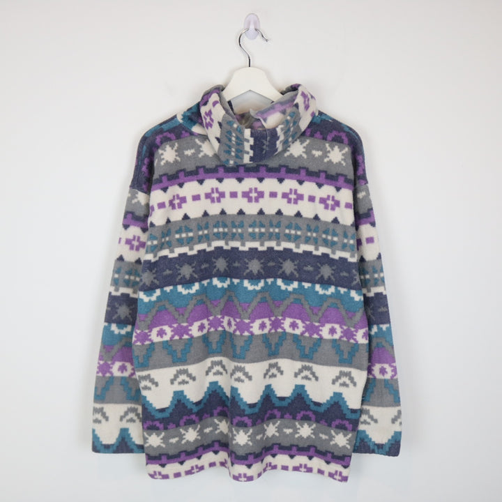 Vintage 90's Cypress Patterned Fleece Quarter Zip Hoodie - M-NEWLIFE Clothing