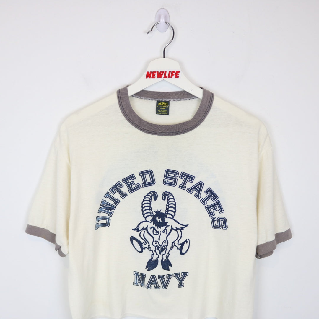 Vintage 70's United States Navy Ringer Tee - M-NEWLIFE Clothing