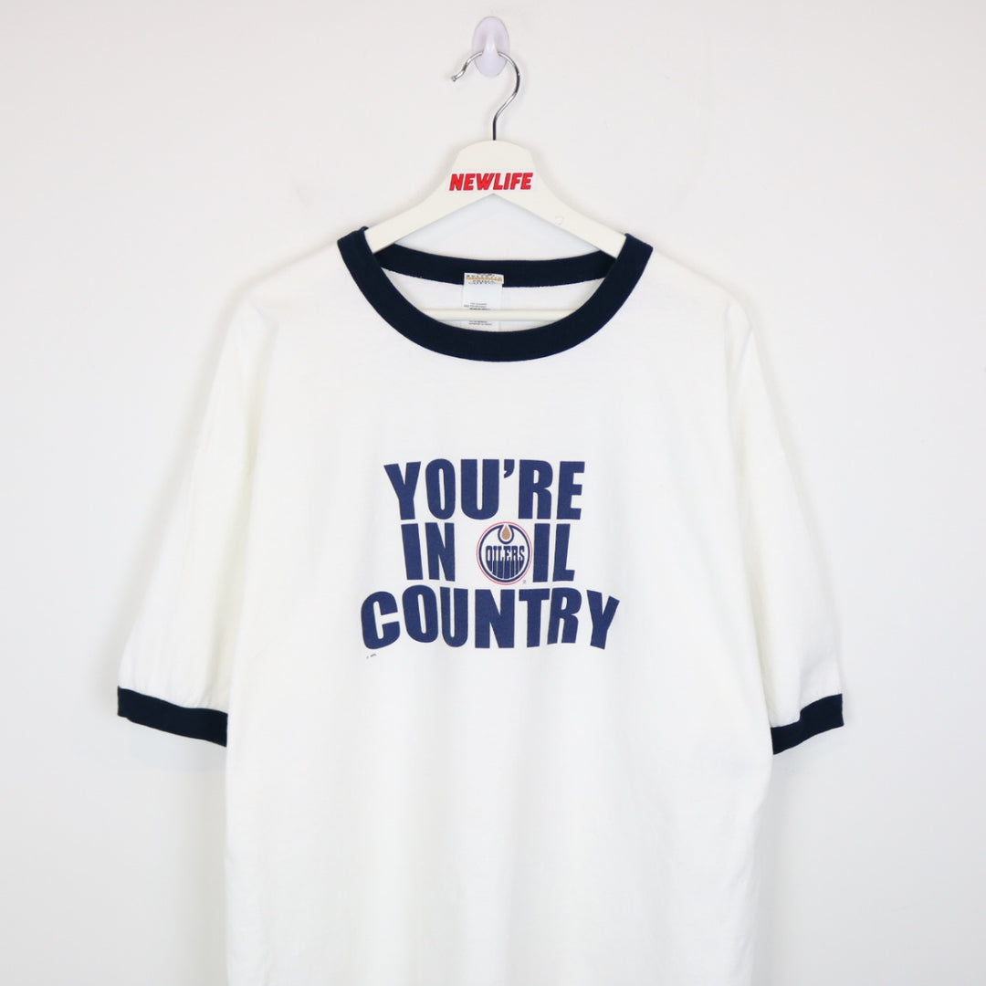 Vintage 00's Edmonton Oilers Oil Country NHL Ringer Tee - XXL-NEWLIFE Clothing