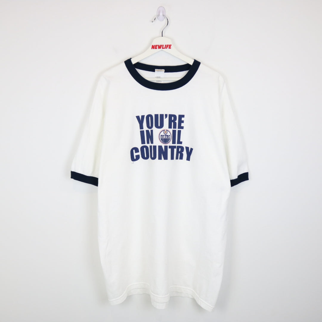 Vintage 00's Edmonton Oilers Oil Country NHL Ringer Tee - XXL-NEWLIFE Clothing