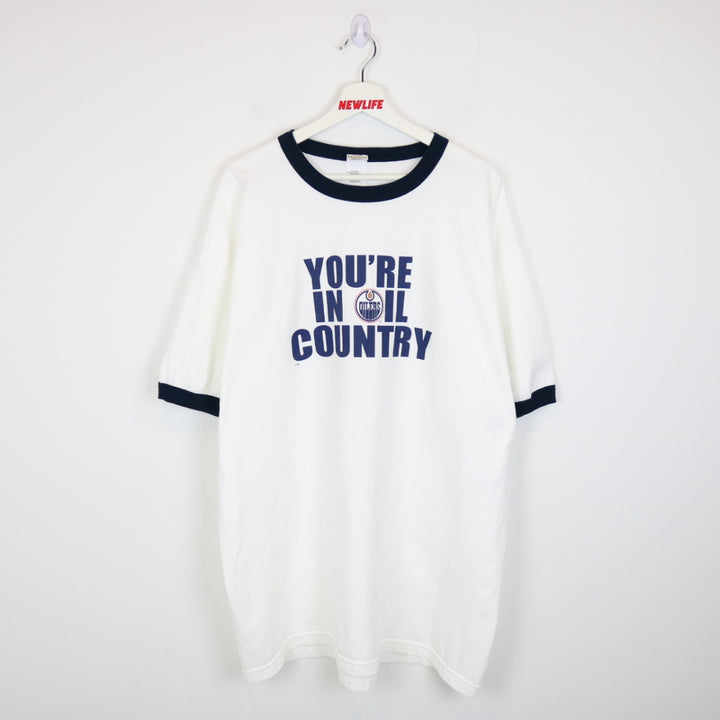 Vintage 00's Edmonton Oilers Oil Country NHL Ringer Tee - XXL-NEWLIFE Clothing