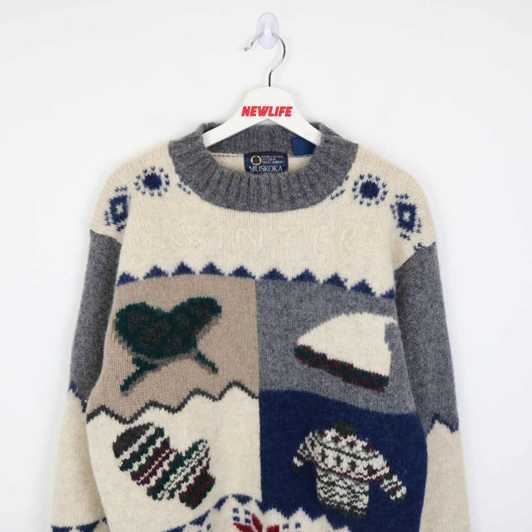 Vintage 80's Winter Nature Wool Knit Sweater - M-NEWLIFE Clothing