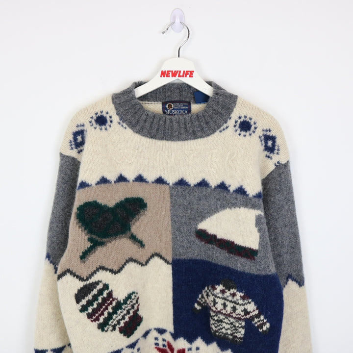 Vintage 80's Winter Nature Wool Knit Sweater - M-NEWLIFE Clothing