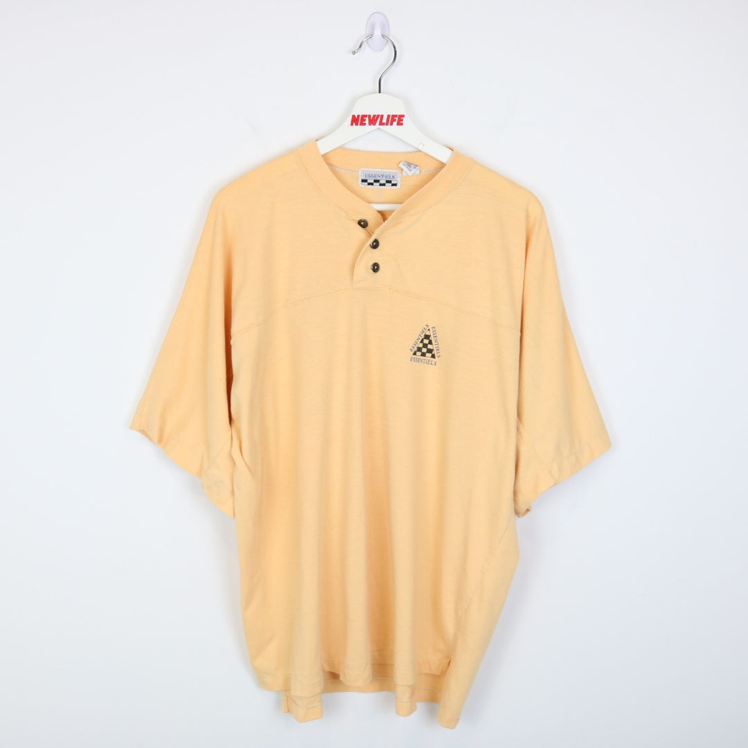 Vintage 80's Essentiels Henley Tee - XL-NEWLIFE Clothing