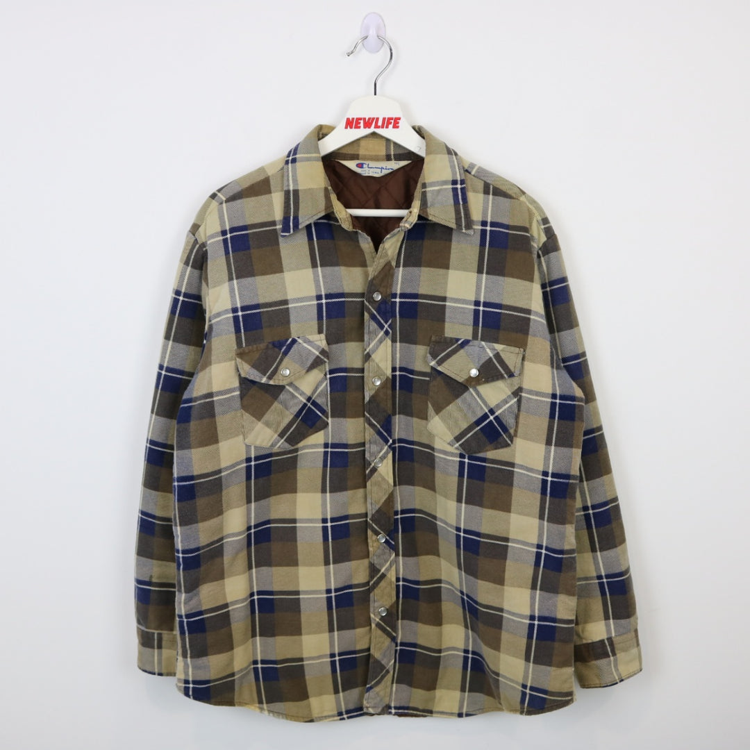 Vintage 80's Champion Quilt Lined Flannel Shacket - M-NEWLIFE Clothing