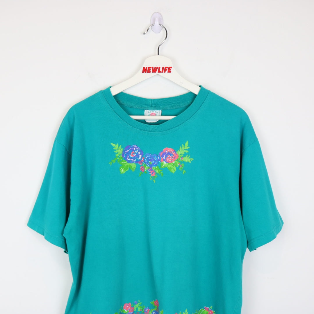Vintage 90's Cotton Ginny Flower Tee - L-NEWLIFE Clothing