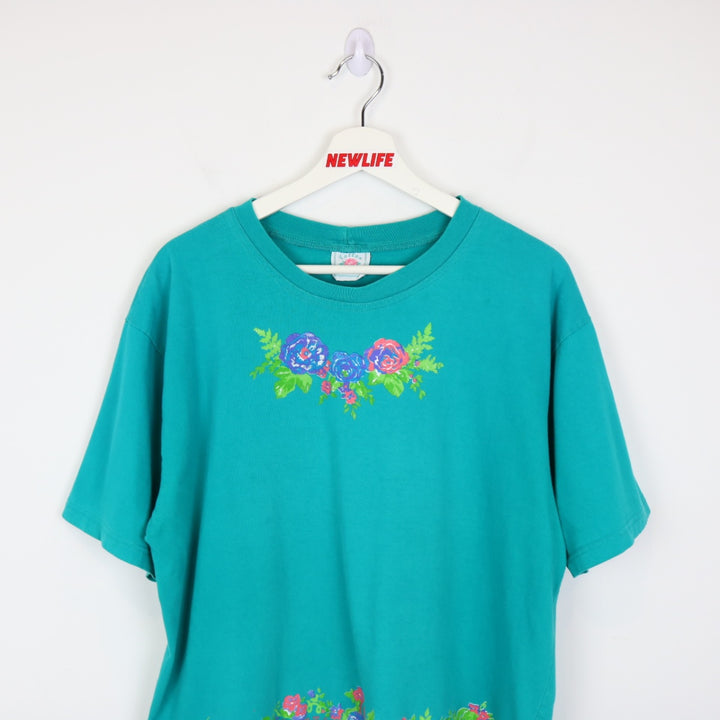 Vintage 90's Cotton Ginny Flower Tee - L-NEWLIFE Clothing