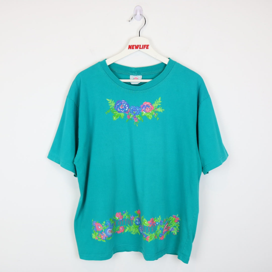 Vintage 90's Cotton Ginny Flower Tee - L-NEWLIFE Clothing