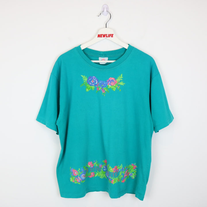 Vintage 90's Cotton Ginny Flower Tee - L-NEWLIFE Clothing