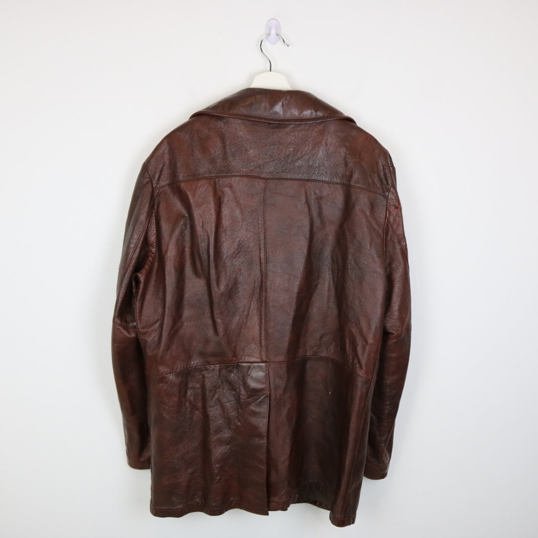 Vintage 80's Leather Trench Jacket - L-NEWLIFE Clothing