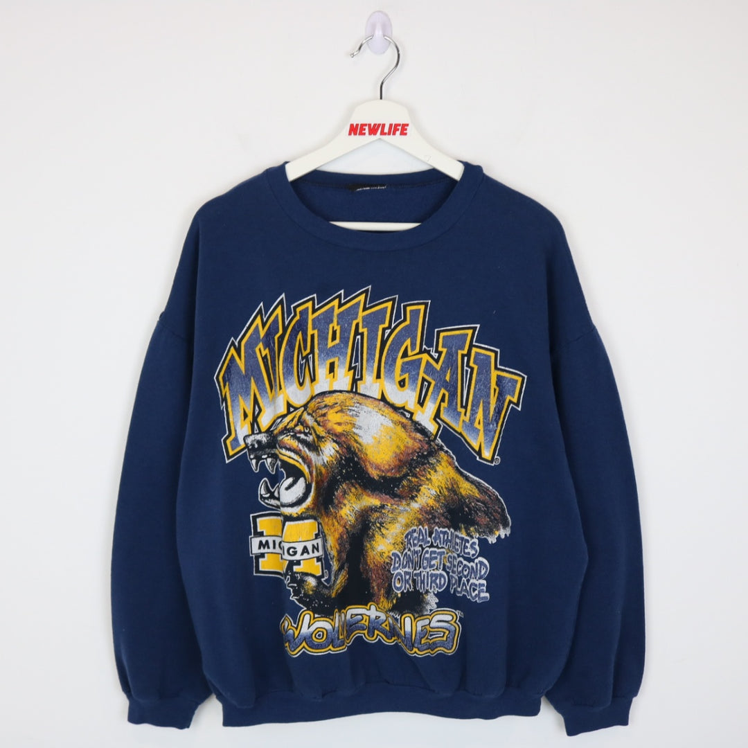 Vintage 90's University of Michigan Wolverines Crewneck - L-NEWLIFE Clothing