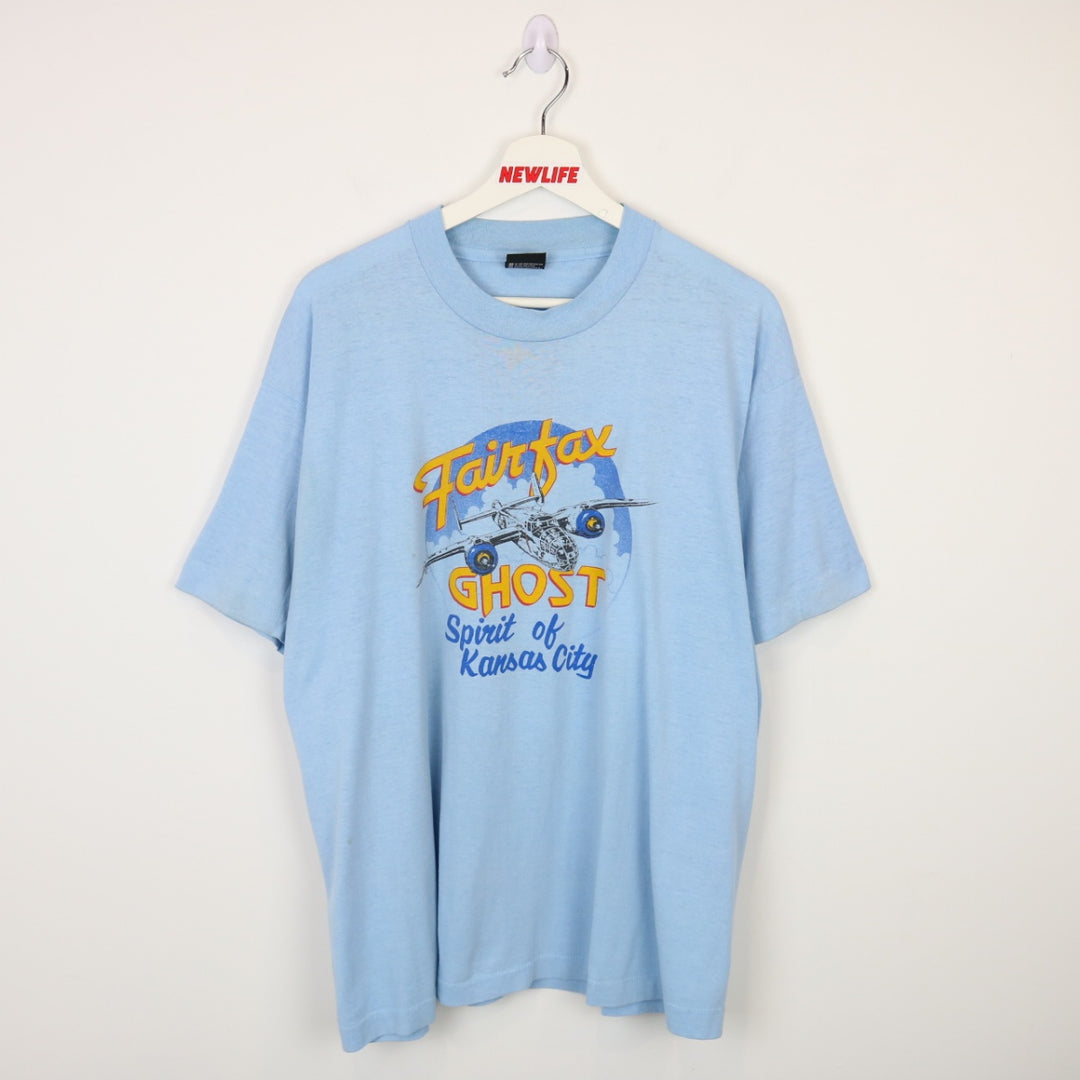 Vintage 90's Fairfax Ghost Plane Tee - L-NEWLIFE Clothing