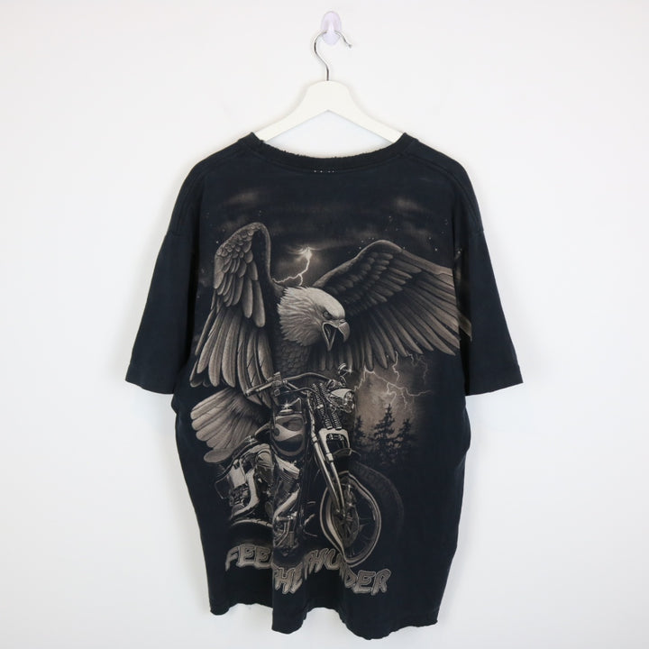Vintage 90's Feel the Thunder Eagle Biker Tee - XL-NEWLIFE Clothing