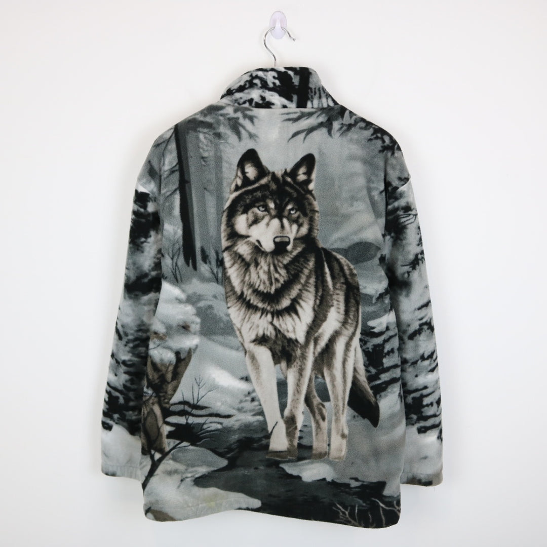 Vintage 00's Wolf Nature Sherpa Lined Fleece Jacket - S-NEWLIFE Clothing
