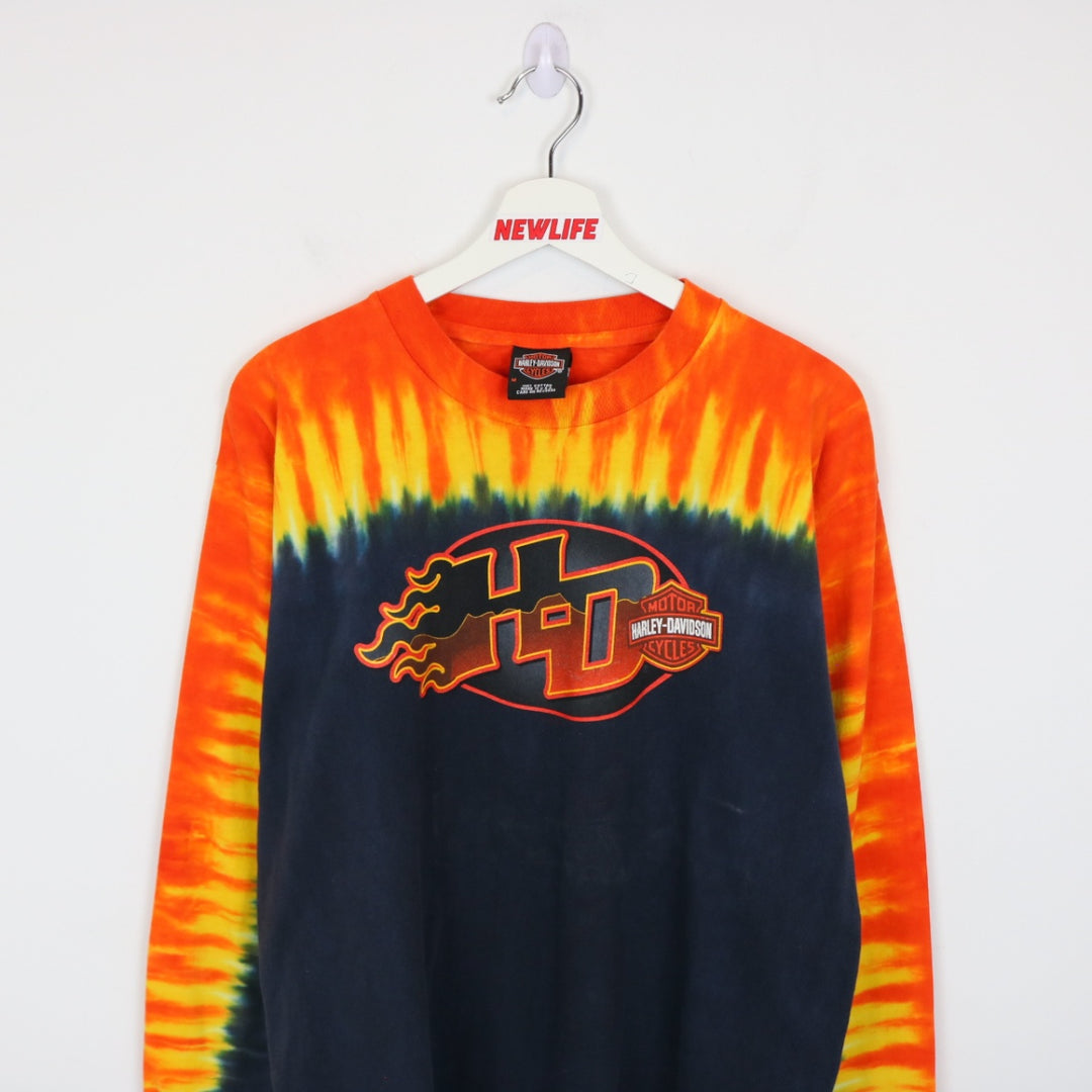 Vintage 2003 Harley Davidson Edmonton Tie Dye Long Sleeve Tee - L-NEWLIFE Clothing