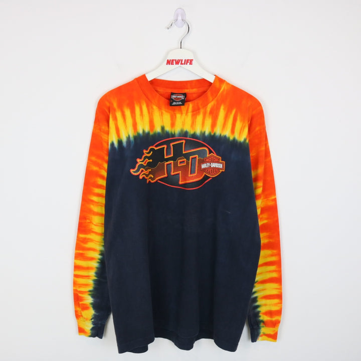 Vintage 2003 Harley Davidson Edmonton Tie Dye Long Sleeve Tee - L-NEWLIFE Clothing