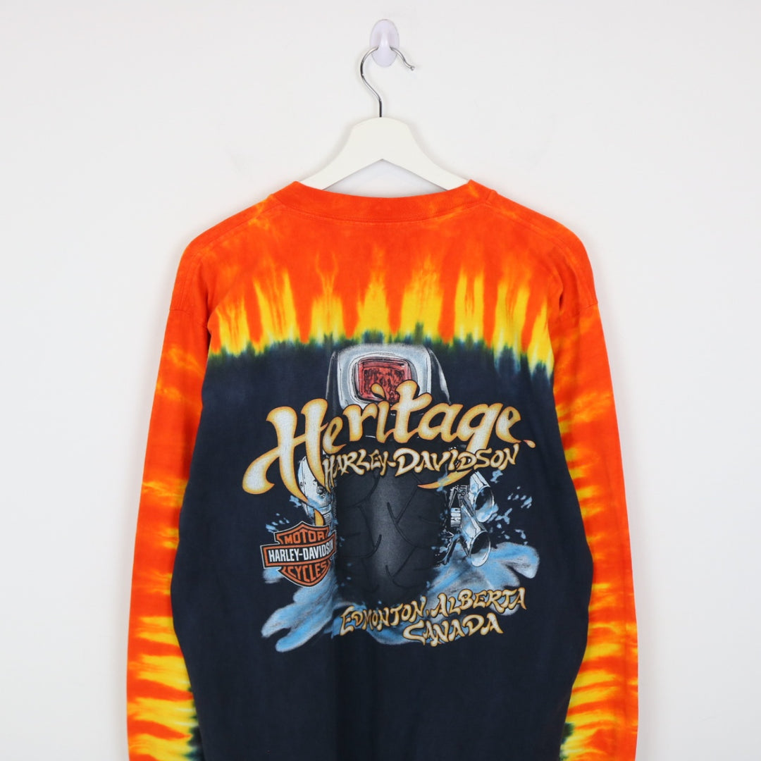 Vintage 2003 Harley Davidson Edmonton Tie Dye Long Sleeve Tee - L-NEWLIFE Clothing