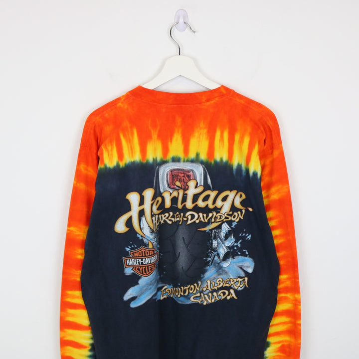 Vintage 2003 Harley Davidson Edmonton Tie Dye Long Sleeve Tee - L-NEWLIFE Clothing