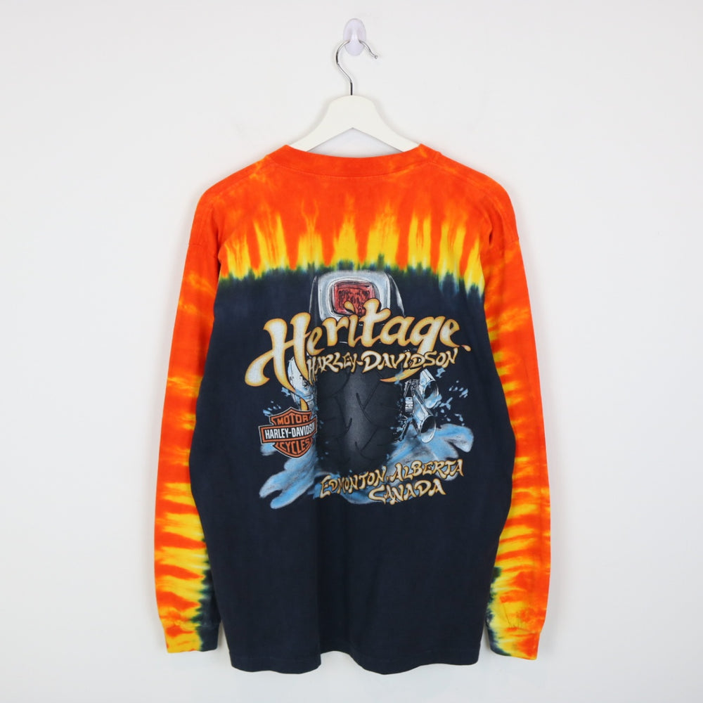 Vintage 2003 Harley Davidson Edmonton Tie Dye Long Sleeve Tee - L-NEWLIFE Clothing
