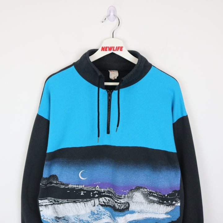 Vintage 80's Niagara Falls Nature Quarter Zip Sweater - M-NEWLIFE Clothing