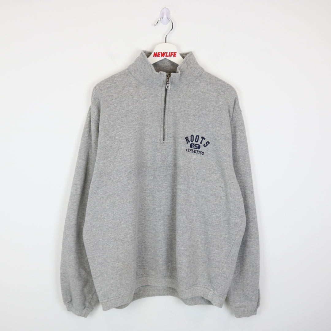 Vintage 90's Roots Athletics Quarter Zip Sweater - L-NEWLIFE Clothing