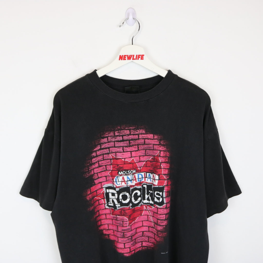 Vintage 1997 Molson Canadian Rocks Beer Tee - L-NEWLIFE Clothing