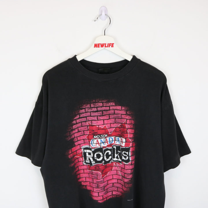 Vintage 1997 Molson Canadian Rocks Beer Tee - L-NEWLIFE Clothing