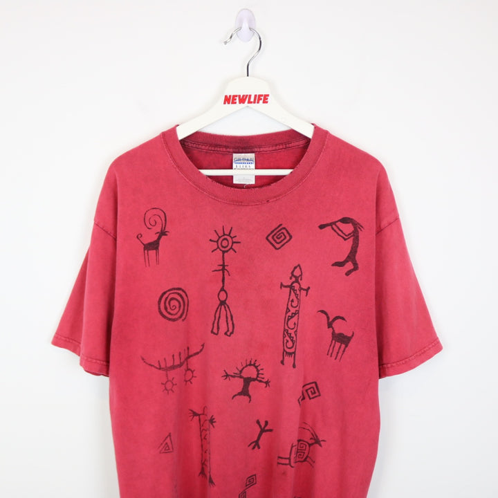 Vintage 00's Aztec Drawings Tee - L-NEWLIFE Clothing
