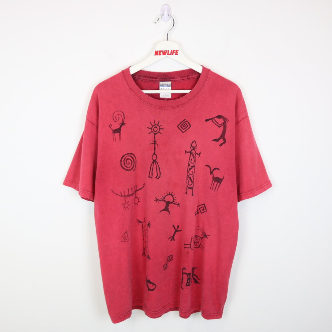 Vintage 00's Aztec Drawings Tee - L-NEWLIFE Clothing