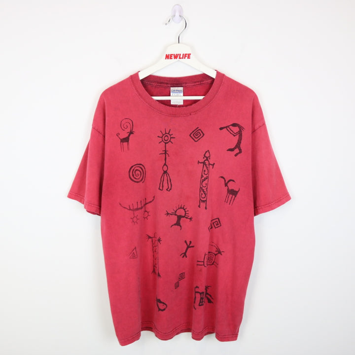 Vintage 00's Aztec Drawings Tee - L-NEWLIFE Clothing