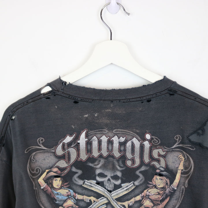 Vintage 2007 Thrashed Sturgis Black Hills Rally Tee - L-NEWLIFE Clothing