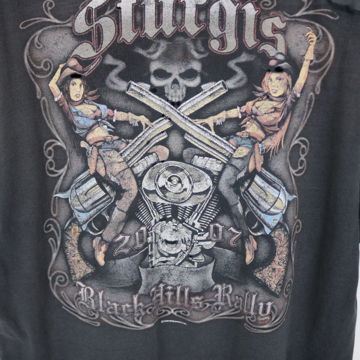 Vintage 2007 Thrashed Sturgis Black Hills Rally Tee - L-NEWLIFE Clothing