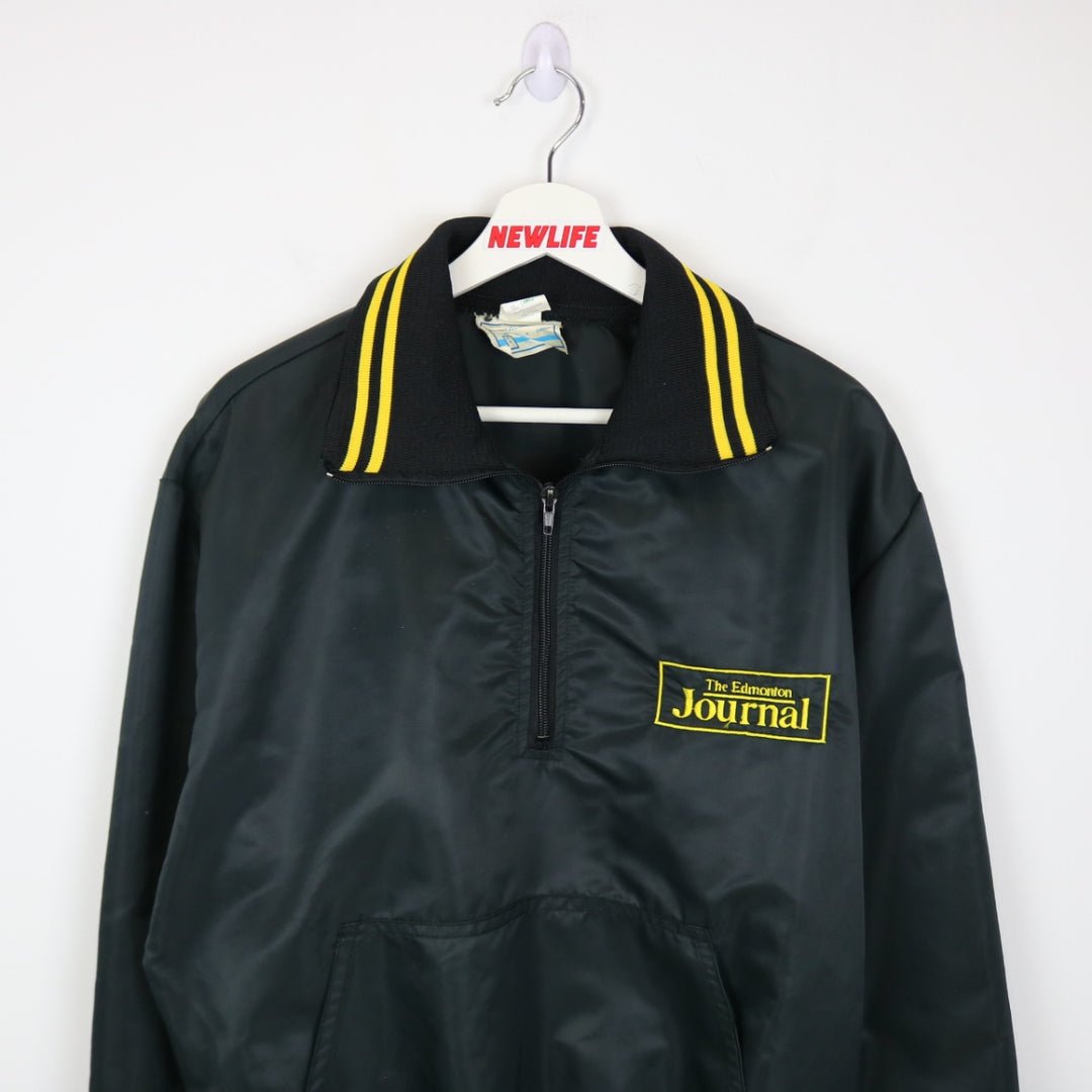 Vintage 80's Edmonton Journal Satin Quarter Zip Jacket - L-NEWLIFE Clothing