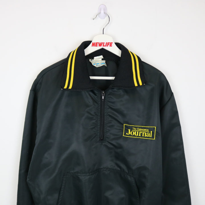 Vintage 80's Edmonton Journal Satin Quarter Zip Jacket - L-NEWLIFE Clothing