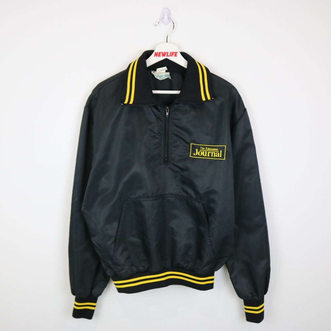 Vintage 80's Edmonton Journal Satin Quarter Zip Jacket - L-NEWLIFE Clothing