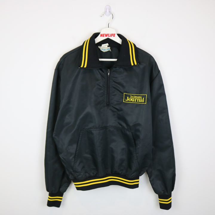 Vintage 80's Edmonton Journal Satin Quarter Zip Jacket - L-NEWLIFE Clothing