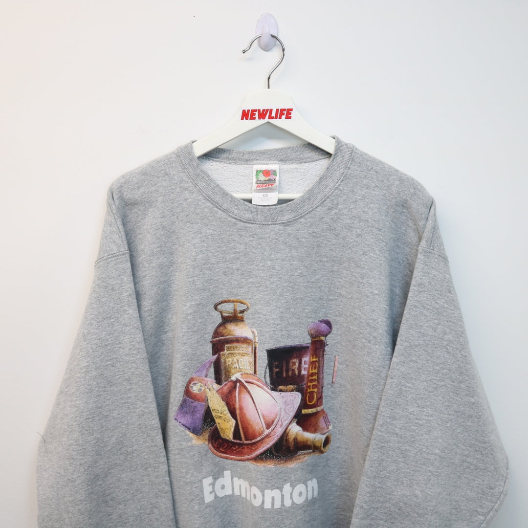 Vintage 90's Edmonton Fireman Crewneck - M/L-NEWLIFE Clothing