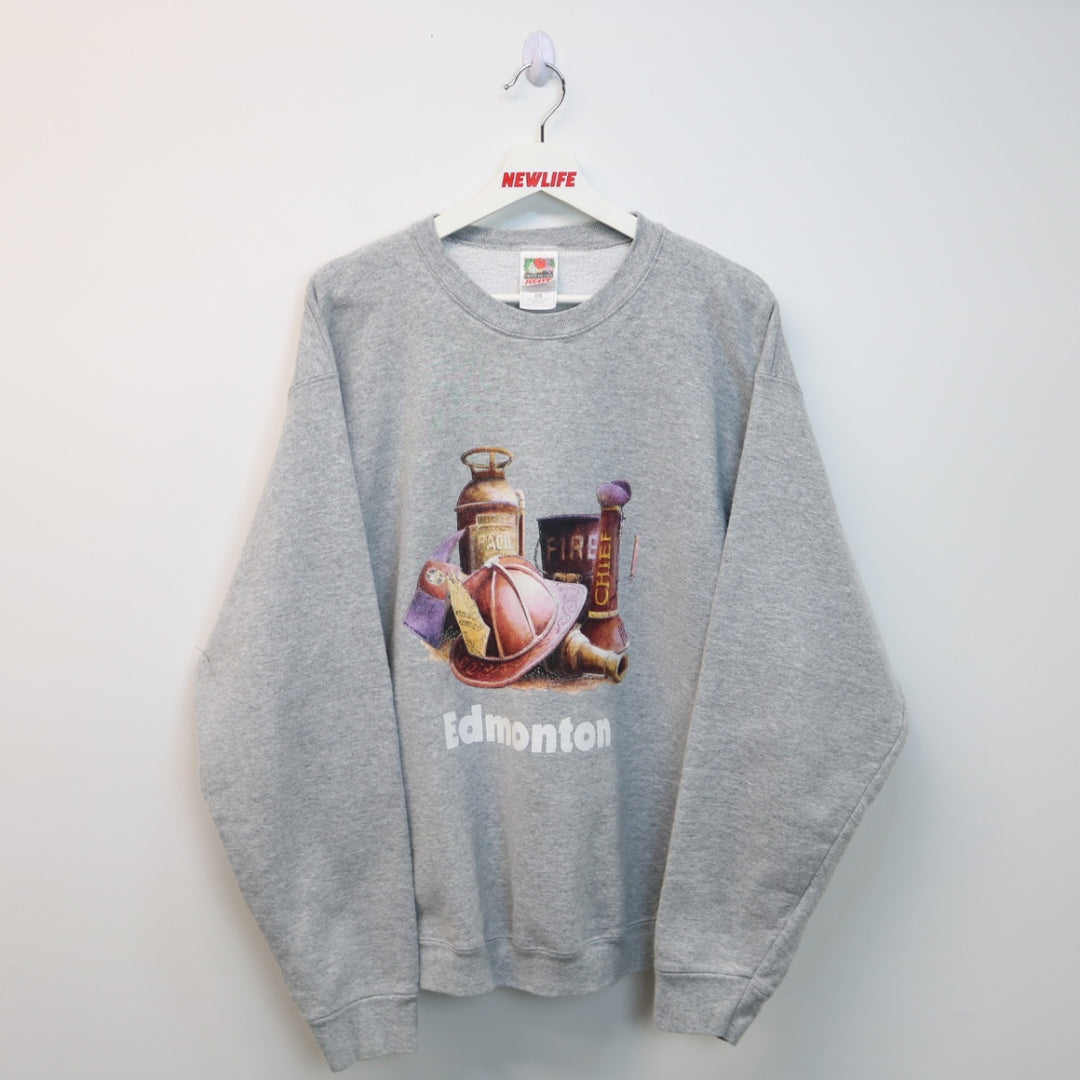 Vintage 90's Edmonton Fireman Crewneck - M/L-NEWLIFE Clothing