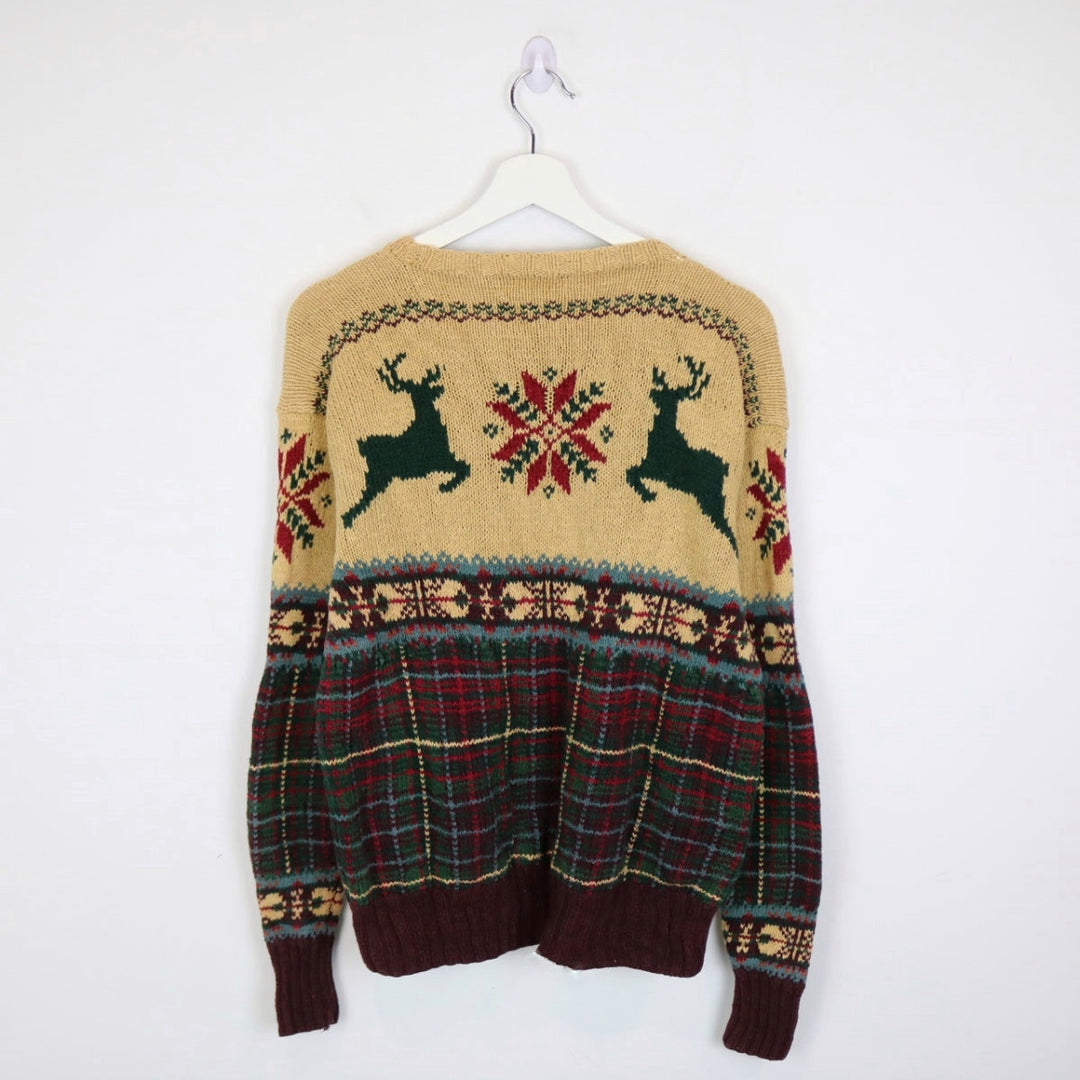Vintage 90's Polo Ralph Lauren Reindeer Plaid Patterned Knit Sweater - S-NEWLIFE Clothing
