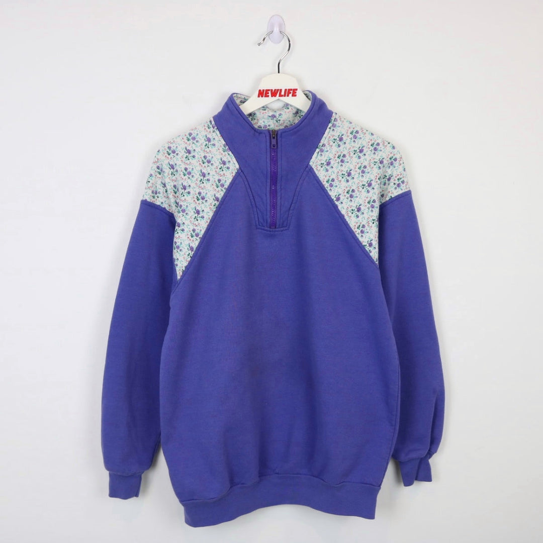 Vintage 90's Floral Quarter Zip Sweater - S-NEWLIFE Clothing